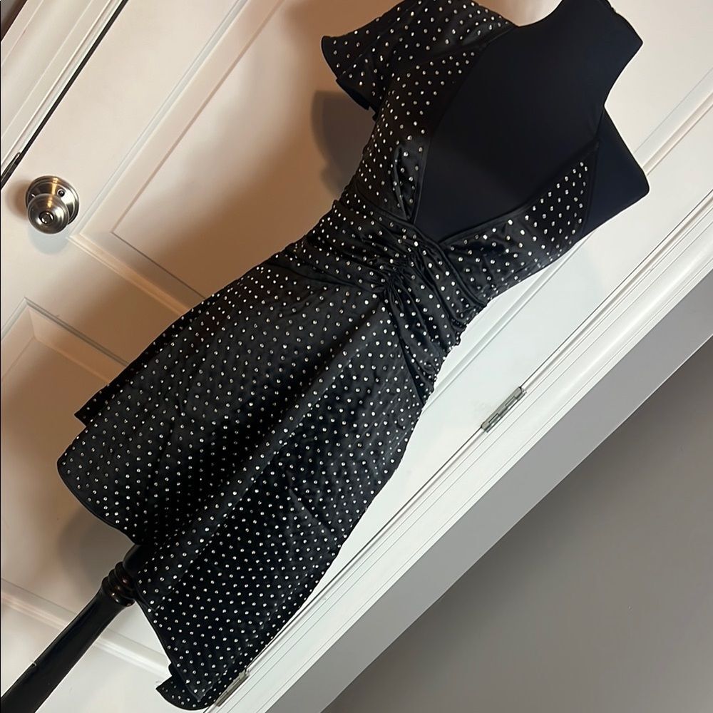 BNWT - WEWOREWHAT - CRYSTAL ASYMMETRICAL BLACK DRESS - 2 - Picture 2 of 8
